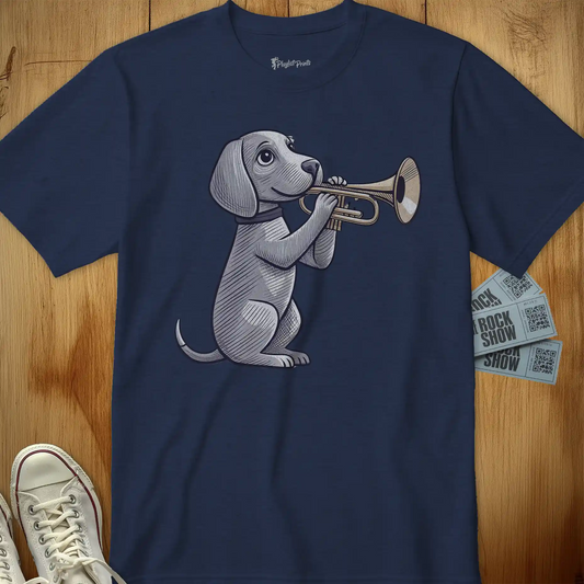 Cartoon Dog Playing Trumpet Tee