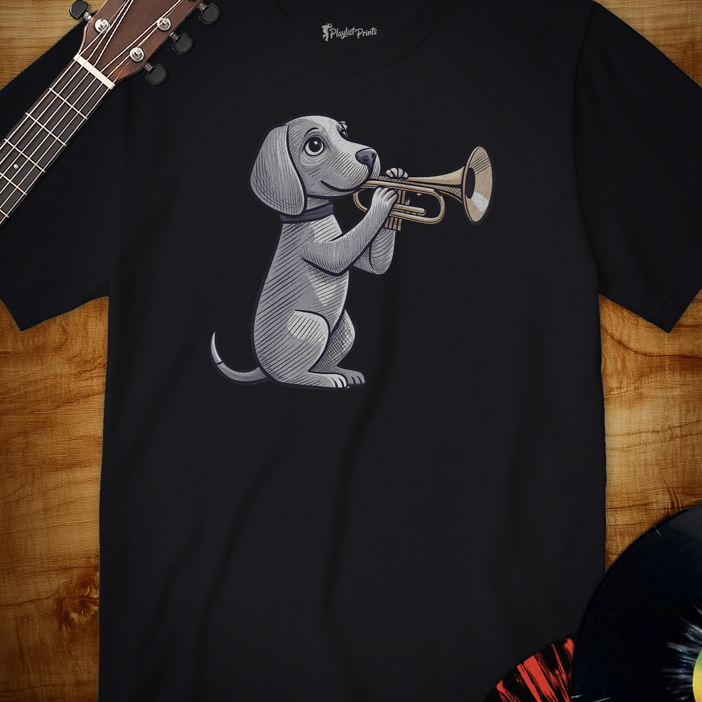 Dog Playing Trumpet Tee