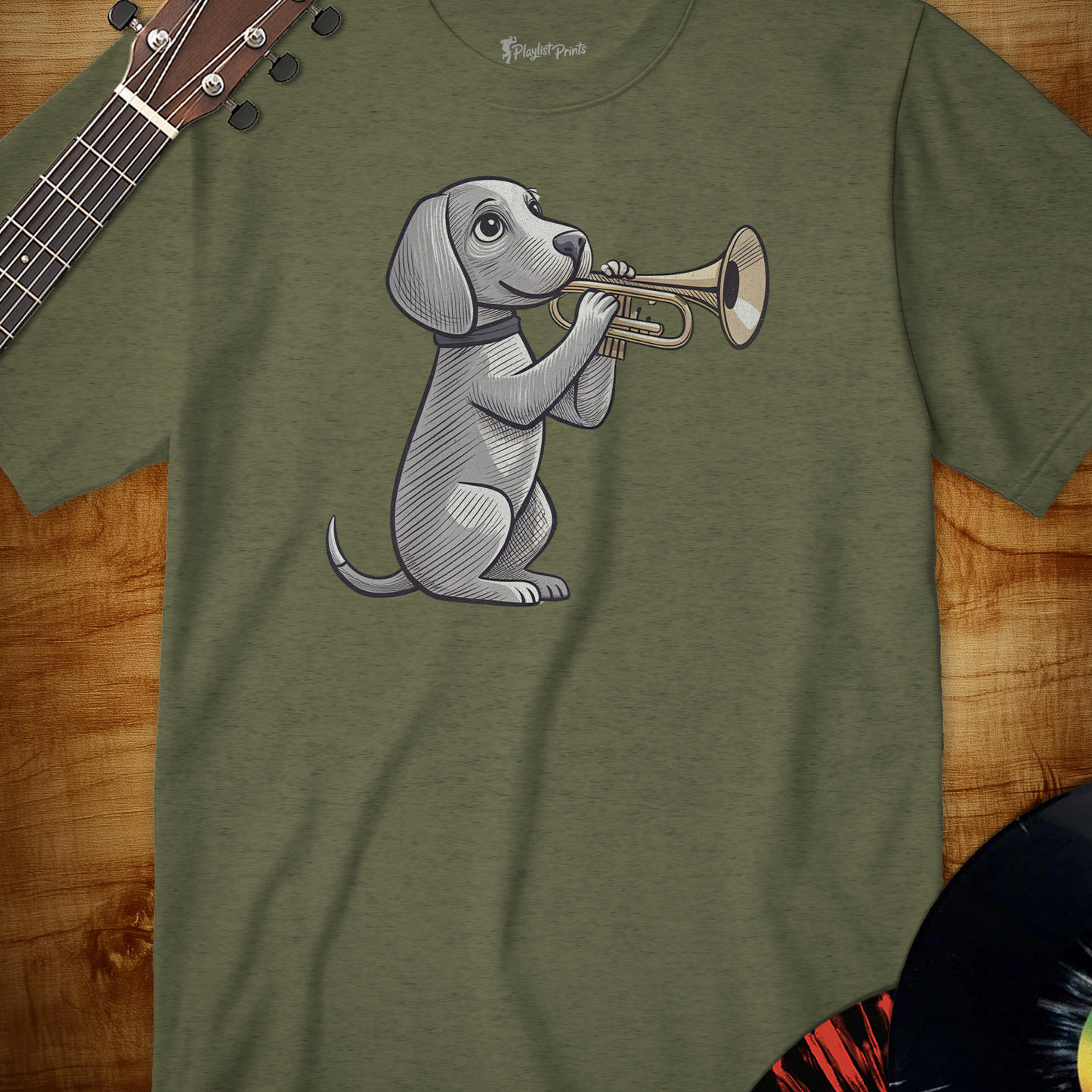 Dog Playing Trumpet Tee