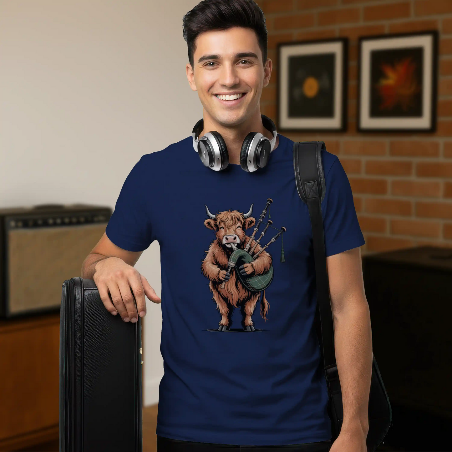 Highland Cow Bagpipes Tee