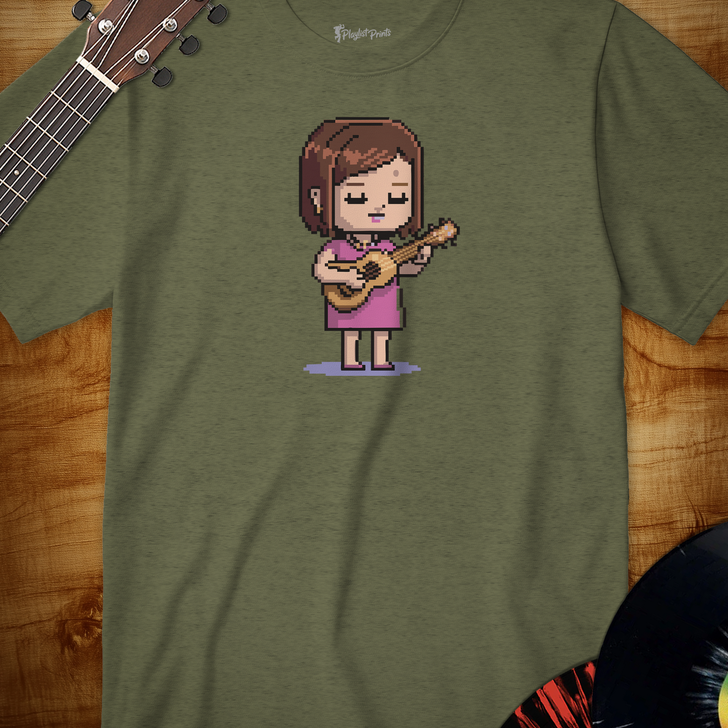 Pixel Ukulele Girl Tee