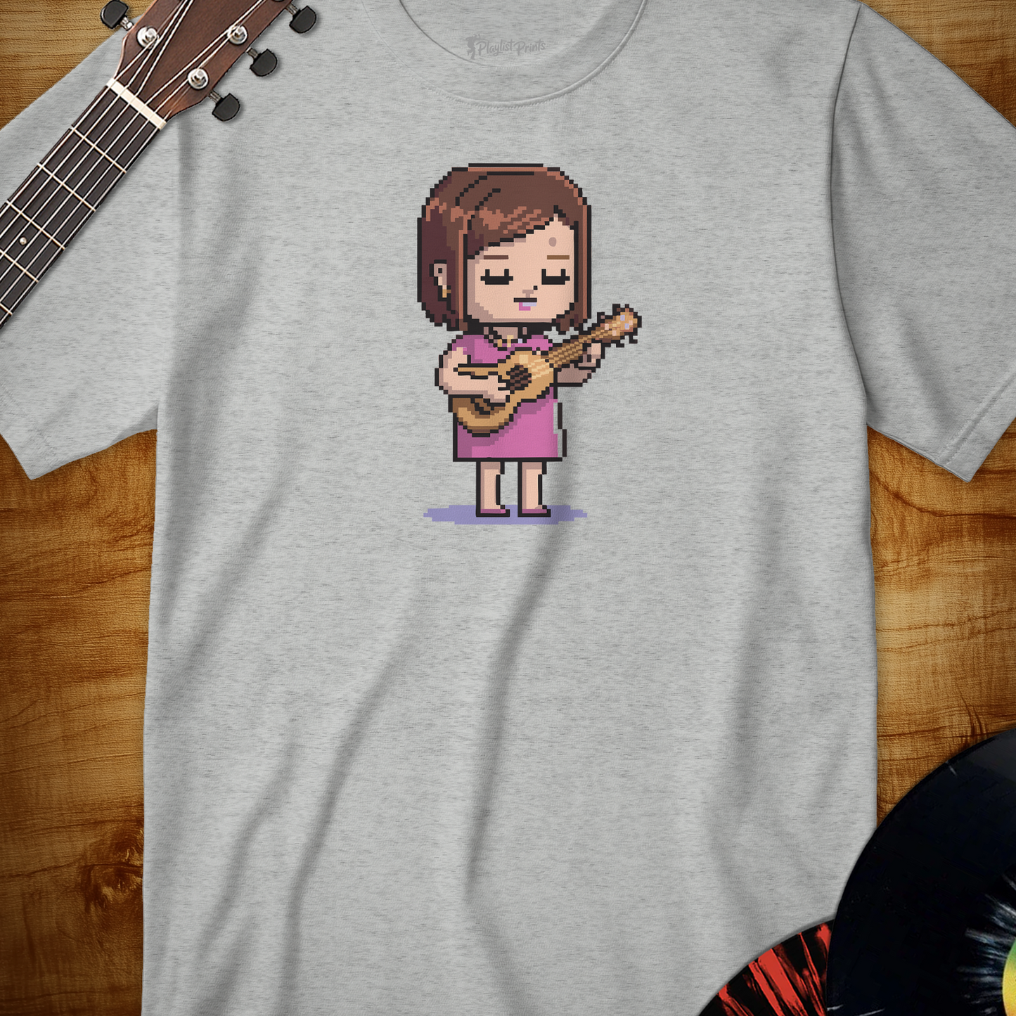 Pixel Ukulele Girl Tee