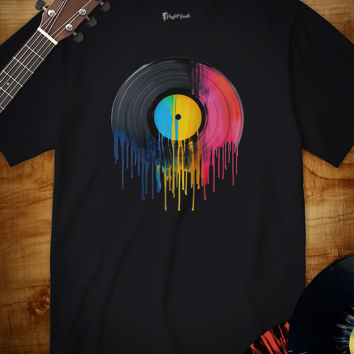 Vinyl Record Dripping Paint Tee