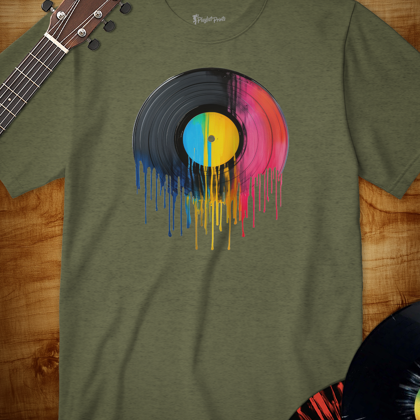 Vinyl Record Dripping Paint Tee